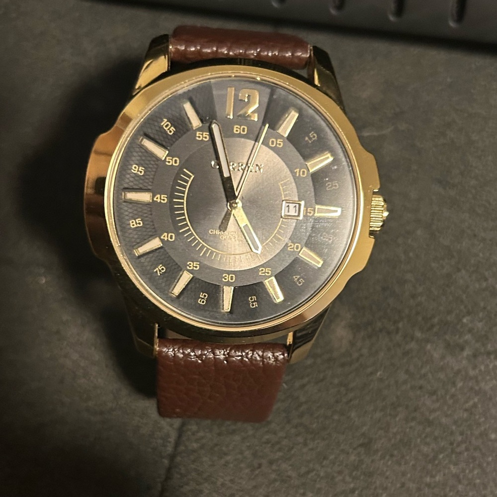 Curren Gold and Brown Leather band Watch